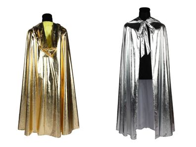 Metallic Cape mit Kapuze gold oder silber Space Rave Galaxy Karneval Fasching