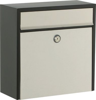 Allux 250 Briefkasten, Postkasten, Briefbox in schwarz mit Edelstahlfront