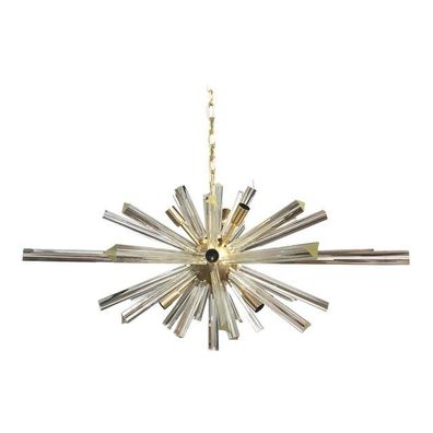 Contemporary Transparent “Triedro” Murano Glass Oval Sputnik Chandelier by SimoEng