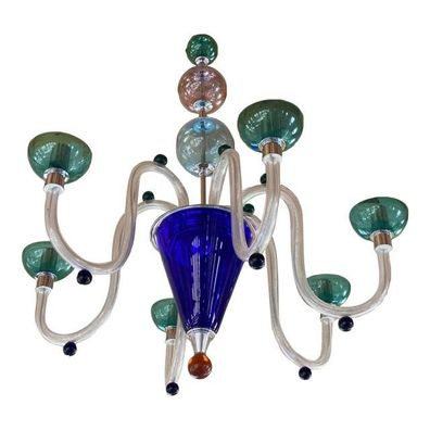 Vintage 1980s Multicolor Murano Glass Chandelier by SimoEng