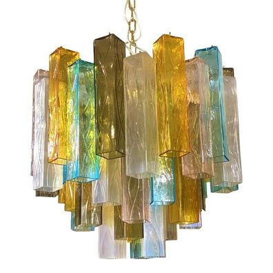 Contemporary Multicolored "Squared" Murano Glass Chandelier by SimoEng