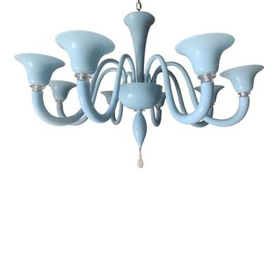 Contemporary Blue Murano Glass Chandelier in Decò Style by SimoEng