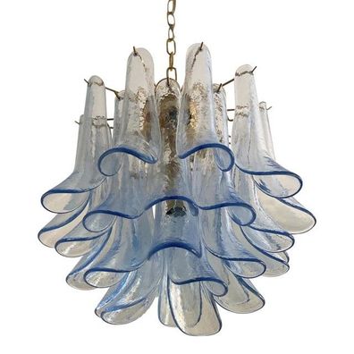 Contemporary Blue “Selle” Murano Glass Chandelier in Mazzega Style by SimoEng