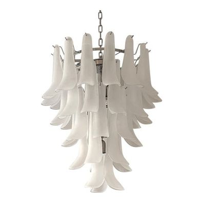 Contemporary Frosted "Selle" Murano Glass Chandelier in Mazzega Style by SimoEng