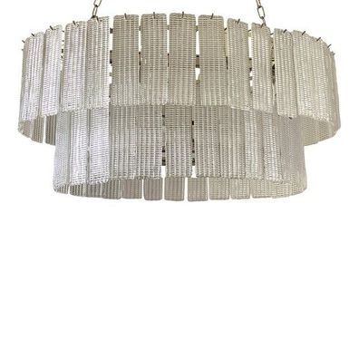 Contemporary Oval Huge Diamond “listelli ” Murano Glass Chandlier by SimoEng