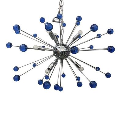 Best 2020s Murano Style Glass Sputnik Blue Italian Handmade Chandelier by SimoEng