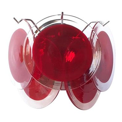 Red Murano Glass "Disc" Wall Light Sconce by SimoEng