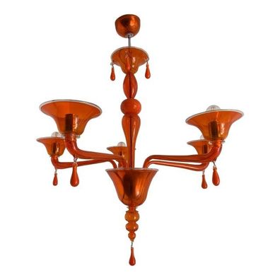 Contemporary Translucent Orange Glass Chandelier by SimoEng