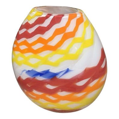 Contemporary Abstract Vase in Milky White Murano Glass Attributed With Colored Reeds