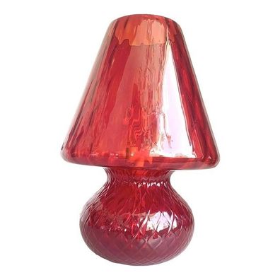 Contemporary Red Murano Style Glass With Diamond Processing "Ballotton" Lamp