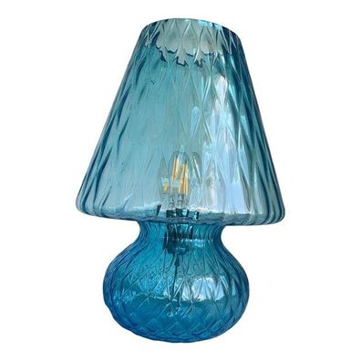 Light-Blue Murano Style Glass With "Ballotton" Lamp by SimEng