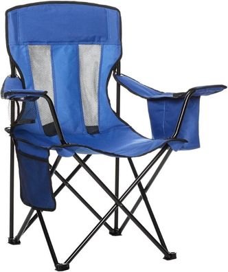 Amazon Basics Campingstuhl mit Kühlfach, Normalen, Mesh, Blau