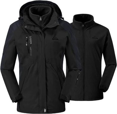 donhobo Damen Outdoor 3-in-1 Skijacke mit Fleecejacke Wasserdichte Regenjacke Wi