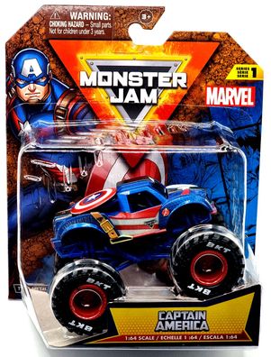 Monster Jam 1:64 Marvel Serie 1 Truck Captain America