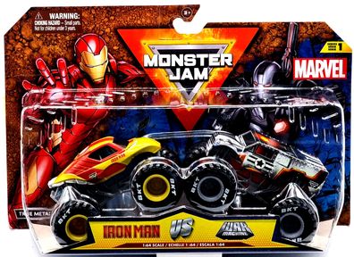 Monster Jam 1:64 Marvel Serie 1 Truck Iron Man Vs. War Machine Doppel Pack