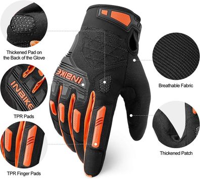 INBIKE MTB Handschuhe Motocross Sommer Atmungsaktive Touchscreen mit TPR Fingerp