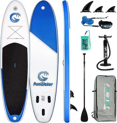 FunWater Aufblasbares Stand Up Paddle Board Surfbrett SUP Komplettes Paddleboard