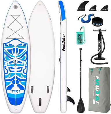 FunWater Aufblasbares Stand Up Paddleboard SUP, zwei Arten von Zubehör, Standard