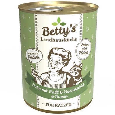 Bettys Landhausküche Dose für Katze - mit Huhn & Kalb 12 x 400g (12,48€/ kg)