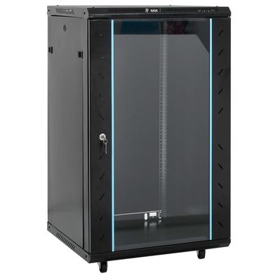 vidaXL 18U Netzwerkschrank 19" IP20 Schwarz 60x60x100 cm