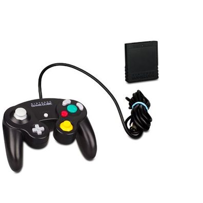 Original Nintendo Gamecube Controller in Schwarz + Original 16 MB MEMORY CARD