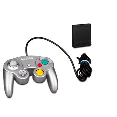 Original Nintendo Gamecube Controller Platinum SILBER + Original 16 MB MEMORY CARD