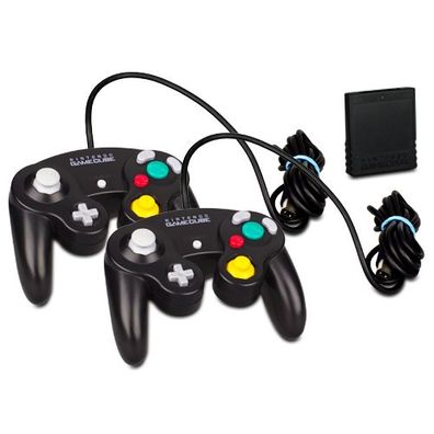 2 Original Nintendo Gamecube Controller Schwarz + Original MEMORY CARD 16 MB - ...