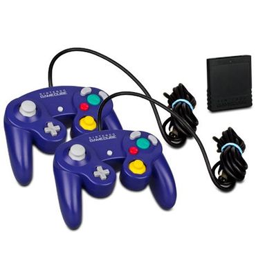 2 Original Nintendo Gamecube Controller LILA PURPLE + 16 MB MEMORY CARD - ohne ...