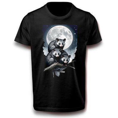 Beutelratte Opossum im Mondlicht Mond Vollmond Säugetier Tier Natur T-Shirt Baumwolle