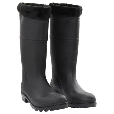 vidaXL Gummistiefel mit Herausnehmbarem Innenfutter Schwarz Gr. 45 PVC