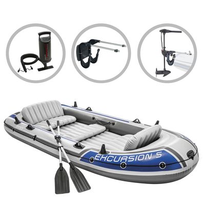 Intex Schlauchboot-Set Excursion 5 mit Trolling-Motor und Halterung