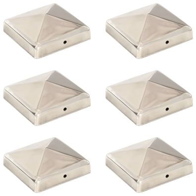 vidaXL Pfostenkappen 6 Stk. Pyramide Edelstahl 91 x 91 mm