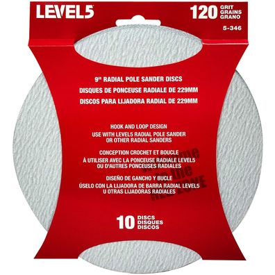 LEVEL5 Schleifscheiben 10 Pack Klettpads 120 Körnung für 9“ Schleifkopf 5-346