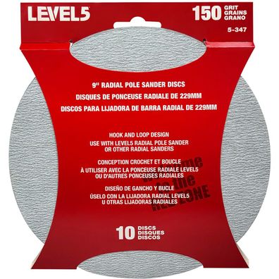 LEVEL5 Schleifscheiben 10 Pack Klettpads 150 Körnung für 9“ Schleifkopf 5-347