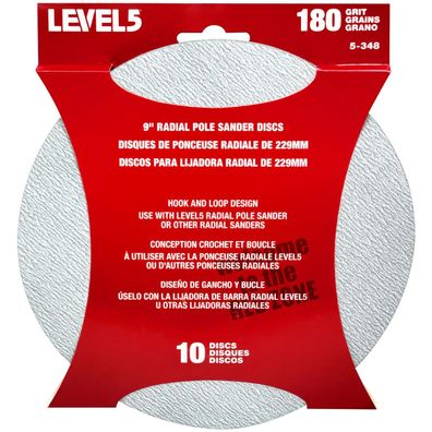 LEVEL5 Schleifscheiben 10 Pack Klettpads 180 Körnung für 9“ Schleifkopf 5-348