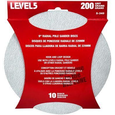 LEVEL5 10 Pack Schleifscheiben Klettpads 200 Körnung für 9“ Schleifkopf 5-349