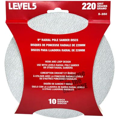 LEVEL5 Schleifscheiben 10 Pack Klettpads 220 Körnung für 9“ Schleifkopf 5-350