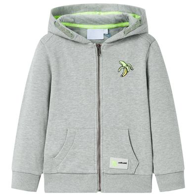 Kinder-Kapuzenpullover mit Reißverschluss Helles Khaki Melange 92