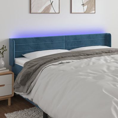 vidaXL LED Kopfteil Dunkelblau 183x16x78/88 cm Samt