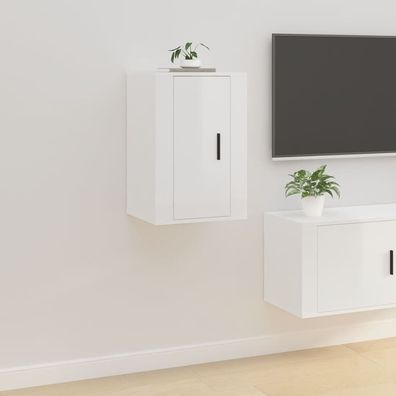 vidaXL TV-Wandschrank Hochglanz-Weiß 40x34,5x60 cm