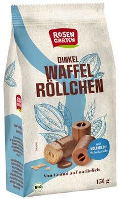 Rosengarten 6x Dinkel-Waffelröllchen Vollmilch 150g