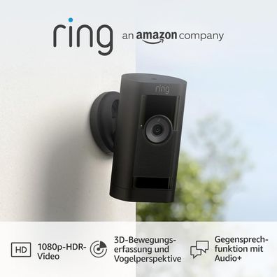 Ring Außenkamera Pro Akku (Stick up Cam Pro) | Überwachungskamera Aussen 1080P