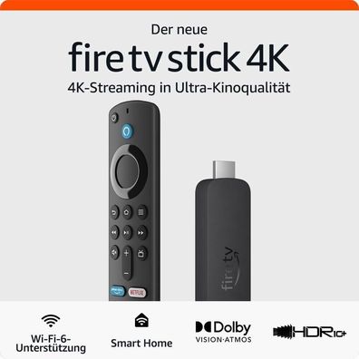 Amazon Fire TV Stick 4K, Wi-Fi 6, Streaming in Dolby Vision/ Atmos und HDR10+