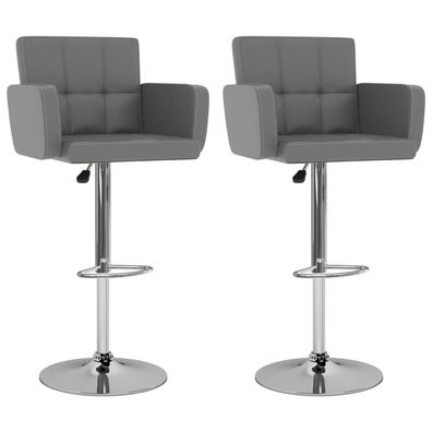 vidaXL Barhocker 2 Stk. Grau Kunstleder