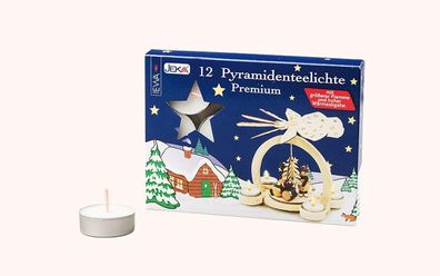 Premium Pyramidenteelichte 12er Pack, weiß 1,5 x 3,8cm (H x Ø) NEU