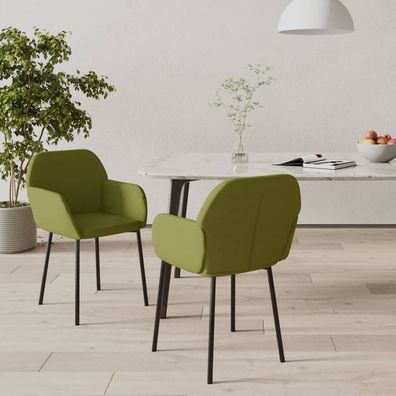 vidaXL Esszimmerstühle 2 Stk. Hellgrün Samt