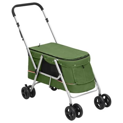 vidaXL Hundewagen Faltbar Grün 100x49x96 cm Leinenstoff