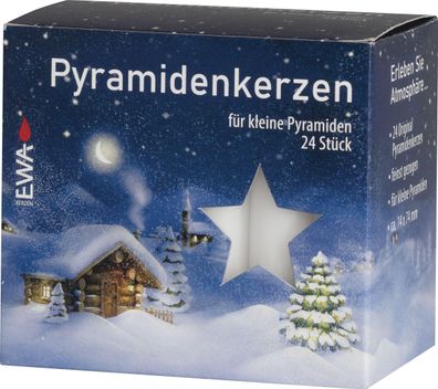 Pyramidenkerzen Weiß 24 Stück BxHxT 1,4x7,4x1,4cm NEU Kerzen Kerze Wachs Holzp