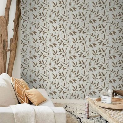 DUTCH Wallcoverings Tapete Leafs Beige und Braun