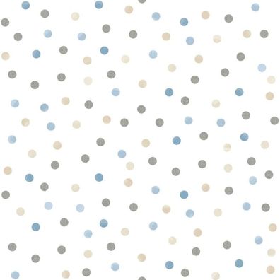 Noordwand Tapete Mondo baby Confetti Dots Weiß, Blau, Grau und Beige